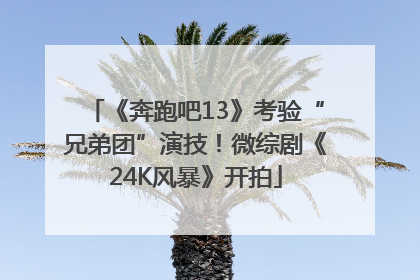 《奔跑吧13》考验“兄弟团”演技！微综剧《24K风暴》开拍