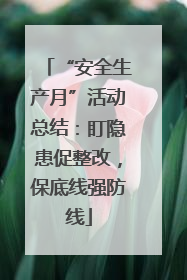 “安全生产月”活动总结：盯隐患促整改，保底线强防线