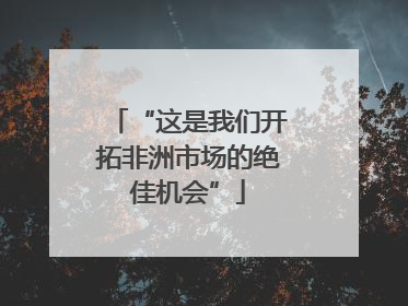 “这是我们开拓非洲市场的绝佳机会”