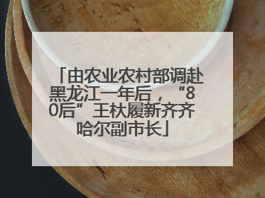 由农业农村部调赴黑龙江一年后，“80后”王杕履新齐齐哈尔副市长