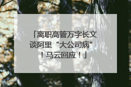 离职高管万字长文谈阿里“大公司病”！马云回应！