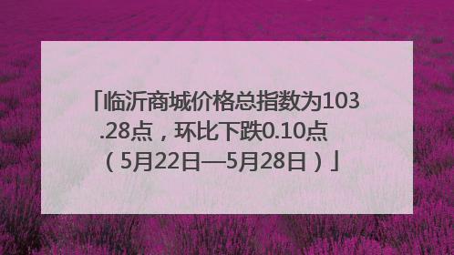 临沂商城价格总指数为103.28点，环比下跌0.10点（5月22日—5月28日）