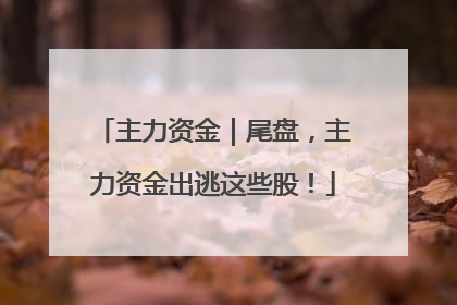 主力资金｜尾盘，主力资金出逃这些股！