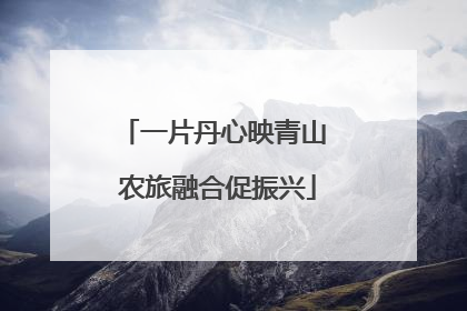 一片丹心映青山 农旅融合促振兴
