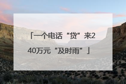 一个电话“贷”来240万元“及时雨”