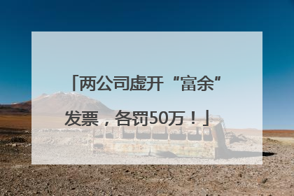 两公司虚开“富余”发票，各罚50万！