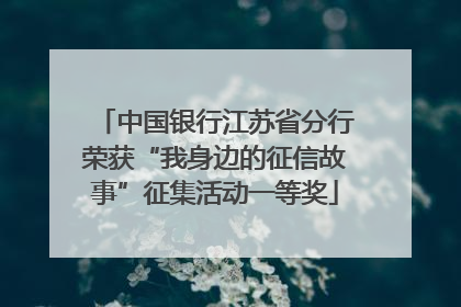 中国银行江苏省分行荣获“我身边的征信故事”征集活动一等奖