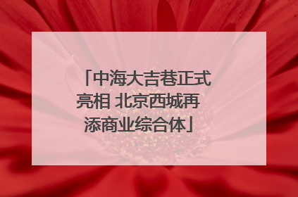 中海大吉巷正式亮相 北京西城再添商业综合体