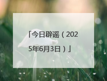 今日辟谣（2025年6月3日）