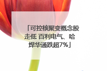 可控核聚变概念股走低 百利电气、哈焊华通跌超7%