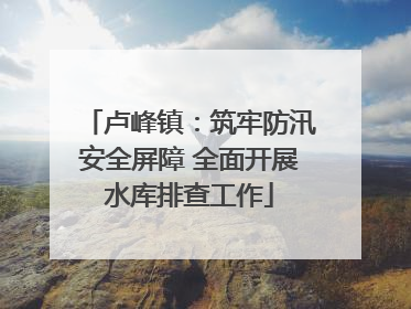 卢峰镇：筑牢防汛安全屏障 全面开展水库排查工作