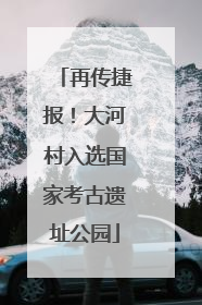 再传捷报！大河村入选国家考古遗址公园