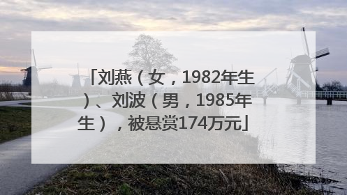 刘燕（女，1982年生）、刘波（男，1985年生），被悬赏174万元