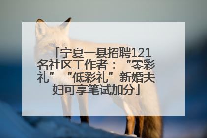 宁夏一县招聘121名社区工作者：“零彩礼”“低彩礼”新婚夫妇可享笔试加分