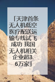天津首条无人机低空医疗配送运输专线试飞成功 我国无人机相关企业超3.6万家