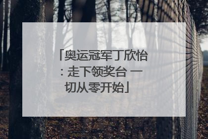 奥运冠军丁欣怡：走下领奖台 一切从零开始