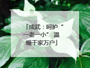 成武：呵护“一老一小” 温暖千家万户