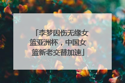 李梦因伤无缘女篮亚洲杯，中国女篮新老交替加速