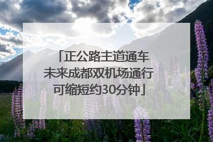 正公路主道通车 未来成都双机场通行可缩短约30分钟