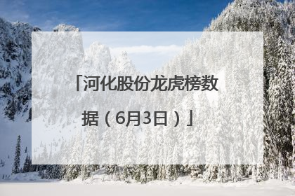 河化股份龙虎榜数据（6月3日）