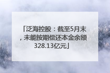 泛海控股：截至5月末，未能按期偿还本金余额328.13亿元