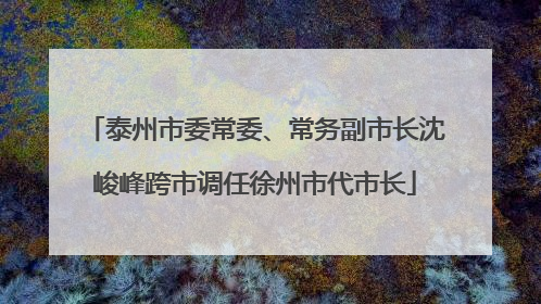 泰州市委常委、常务副市长沈峻峰跨市调任徐州市代市长