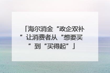 海尔消金“政企双补”让消费者从“想要买”到“买得起”