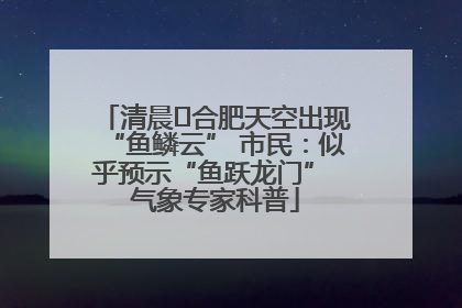 清晨﻿合肥天空出现“鱼鳞云” 市民：似乎预示“鱼跃龙门” 气象专家科普