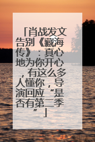 肖战发文告别《藏海传》：真心地为你开心，有这么多人懂你，导演回应“是否有第二季”