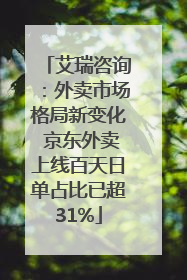 艾瑞咨询：外卖市场格局新变化 京东外卖上线百天日单占比已超31%