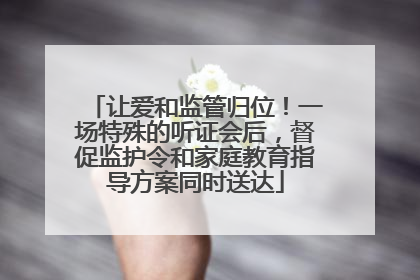 让爱和监管归位！一场特殊的听证会后，督促监护令和家庭教育指导方案同时送达