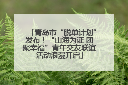 青岛市“脱单计划”发布！“山海为证 团聚幸福”青年交友联谊活动浪漫开启