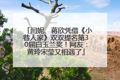 闫妮、蒋欣凭借《小巷人家》双双提名第30届白玉兰奖！网友：黄玲宋莹又相遇了