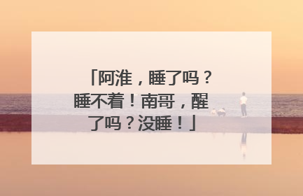 阿淮，睡了吗？睡不着！南哥，醒了吗？没睡！
