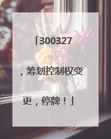 300327，筹划控制权变更，停牌！